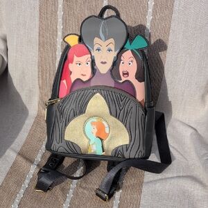 Loungefly Disney Villains Black and Gold Backpack